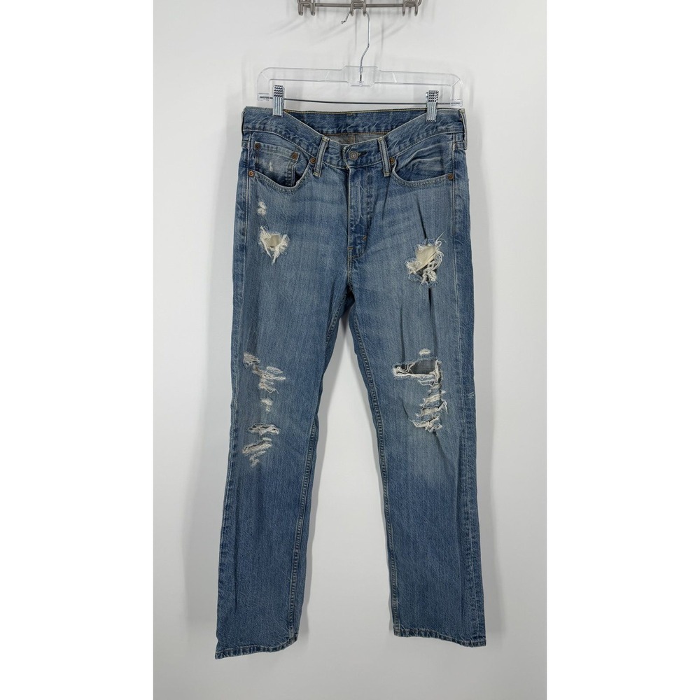 Levi's Jeans Men 32x32 Blue Factory Distressed 514 Slim Straight Leg Denim